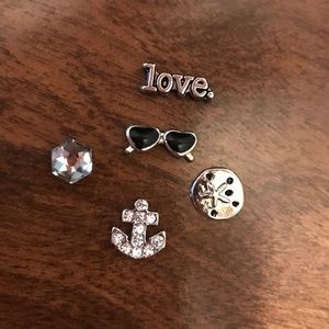 Origami Owl black wrap bracelet & 5 charms